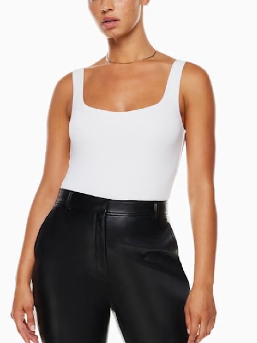 Aritzia Babaton Contour Square Neck Tank Top Bodysuit In White/Ivory, Basics, S